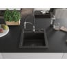 Mexen Vito 1-Bowl Granite Sink with Aster Kitchen Tap, Black/Gold Metallic- 6503-75-73450-07-B