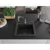 Mexen Vito granite sink 1-bowl with kitchen faucet Aster, black/gold metallic - 6503-75-73450-07-B
