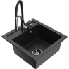 Mexen Vito 1-Bowl Granite Sink with Aster Kitchen Tap, Black/Gold Metallic- 6503-75-73450-07-B