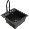 Mexen Vito Single-Bowl Granite Sink with Kitchen Faucet Aster, Black/Gold Metallic - 6503-75-73450-07-B