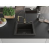 Mexen Vito 1-bowl granite sink with Aster kitchen faucet, black/gold metallic - 6503-75-73450-57-B