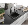 Mexen Vito 1-bowl kitchen sink with Aster kitchen tap, black/golden metallic- 6503-75-73450-70-B