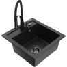 Mexen Vito 1-bowl granite sink with Aster kitchen faucet, black/gold metallic - 6503-75-73450-70-B