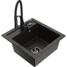 Mexen Vito 1-bowl granite sink with Aster kitchen faucet, black/golden metallic - 6503-75-73450-70-B