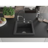 Mexen Vito 1-bowl granite sink with Aster kitchen faucet, black speckled - 6503-76-73450-07