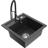Mexen Vito 1-bowl granite sink with Aster kitchen faucet, black speckled - 6503-76-73450-07