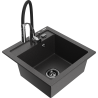 Mexen Vito 1-compartment granite sink with a kitchen mixer tap Aster, spotted black - 6503-76-73450-07-B