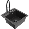 Mexen Vito granite single-bowl sink with kitchen faucet Aster, black speckled - 6503-76-73450-07-B