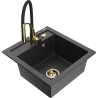 Mexen Vito granite sink 1-chamber with Aster kitchen faucet, black speckled - 6503-76-73450-57-G
