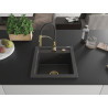 Mexen Vito granite sink 1-chamber with Aster kitchen faucet, black speckled - 6503-76-73450-57-G