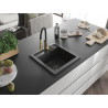 Mexen Vito 1-bowl granite sink with kitchen faucet Aster, black speckled - 6503-76-73450-57-B