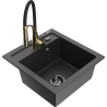 Mexen Vito 1-bowl granite sink with kitchen faucet Aster, black speckled - 6503-76-73450-57-B