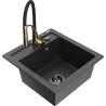 Mexen Vito granite 1-bowl kitchen sink with Aster faucet, speckled black - 6503-76-73450-57-B