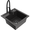 Mexen Vito 1-Bowl Granite Kitchen Sink with Aster Faucet, Black Speckled - 6503-76-73450-70-B
