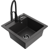 Mexen Vito granite kitchen sink 1-bowl with Aster kitchen faucet, speckled black - 6503-76-73450-70-B