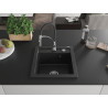 Mexen Vito 1-bowl granite sink with Aster kitchen faucet, black - 6503-77-73450-07