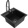 Mexen Vito 1-bowl granite sink with Aster kitchen faucet, black - 6503-77-73450-07-B