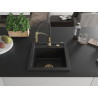 Mexen Vito granit sink, single-bowl with Aster kitchen faucet, black - 6503-77-73450-57-G