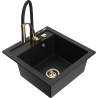 Mexen Vito 1-bowl granite sink with Aster kitchen faucet, black - 6503-77-73450-57-G