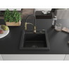 Mexen Vito granit sink with single bowl and Aster kitchen faucet, black - 6503-77-73450-57-B