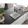 Mexen Milo granite kitchen sink 1-bowl with Aster kitchen faucet, white - 6505-20-73450-02