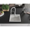 Mexen Milo granite sink, 1-bowl with Aster kitchen tap, white - 6505-20-73450-02