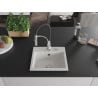 Mexen Milo 1-bowl granite sink with Aster kitchen faucet, white - 6505-20-73450-07
