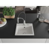 Mexen Milo granite kitchen sink 1-bowl with Aster kitchen faucet, white - 6505-20-73450-07