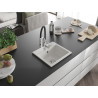 Mexen Milo 1-bowl granite sink with Aster kitchen faucet, white - 6505-20-73450-07