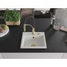 Mexen Milo 1-bowl granite kitchen sink with Aster faucet, white - 6505-20-73450-57-G