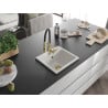 Mexen Milo granite kitchen sink 1-bowl with Aster kitchen faucet, white - 6505-20-73450-57-G