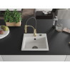 Mexen Milo 1-bowl granite sink with Aster kitchen faucet, white - 6505-20-73450-57-B