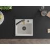 Mexen Milo 1-bowl granite sink with Aster kitchen faucet, white - 6505-20-73450-57-B