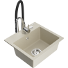 Mexen Milo 1-bowl granite sink with Aster kitchen faucet, beige - 6505-69-73450-07