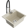 Mexen Milo 1-bowl granite sink with Aster kitchen tap, beige - 6505-69-73450-07