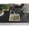 Mexen Milo single-bowl granite sink with Aster kitchen faucet, beige - 6505-69-73450-07-B