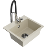 Mexen Milo 1-bowl granite sink with Aster kitchen tap, beige - 6505-69-73450-07-B
