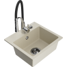 Mexen Milo 1-bowl granite sink with kitchen faucet Aster, beige - 6505-69-73450-07-B