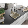 Mexen Milo 1-bowl granite sink with Aster kitchen faucet, beige - 6505-69-73450-57-G