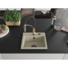 Mexen Milo 1-bowl granite sink with Aster kitchen faucet, beige - 6505-69-73450-57-B