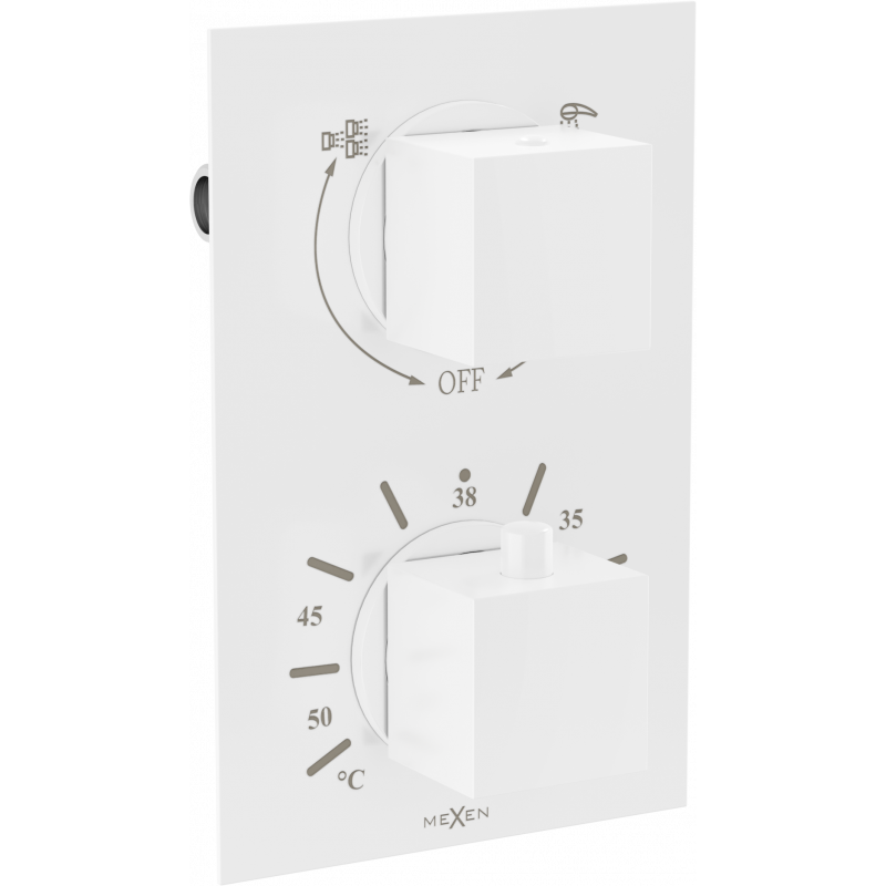 Mexen Cube thermostatic bath-shower mixer, 2-outlet, white - 77502-20