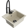 Mexen Milo 1-bowl Granite Sink with Aster Kitchen Faucet, Beige - 6505-69-73450-70-B