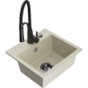 Mexen Milo 1-compartment granite sink with a kitchen mixer tap Aster, Beige - 6505-69-73450-70-B
