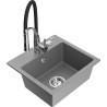 Mexen Milo 1-bowl granite sink with Aster kitchen faucet, gray - 6505-71-73450-07