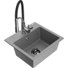 Mexen Milo 1-bowl granite sink with Aster kitchen faucet, gray - 6505-71-73450-07-B