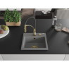 Mexen Milo 1-bowl granite kitchen sink with Aster faucet, gray - 6505-71-73450-57-G