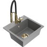 Mexen Milo 1-bowl granite kitchen sink with Aster faucet, gray - 6505-71-73450-57-G