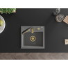 Mexen Milo 1-bowl granite kitchen sink with Aster faucet, gray - 6505-71-73450-57-G