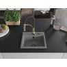 Mexen Milo 1-bowl granite kitchen sink with Aster tap, grey - 6505-71-73450-57-B