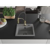Mexen Milo 1-bowl granite sink with Aster kitchen faucet, gray - 6505-71-73450-57-B